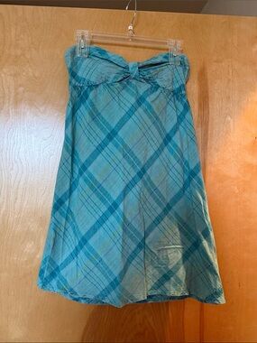 O'Neill Teal Plaid Strapless Sundress